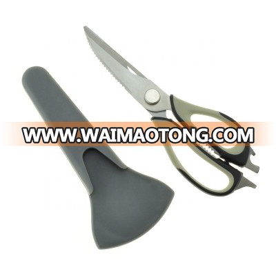 Multifunction kitchen scissors with magnetic plastic case soft grip household kitchen shears chicken Meat cutting scissors