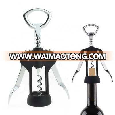 High quality zinc alloy double lever corkscrew wine and bottle opener bar tool plastic handle waiter winged corkscrew